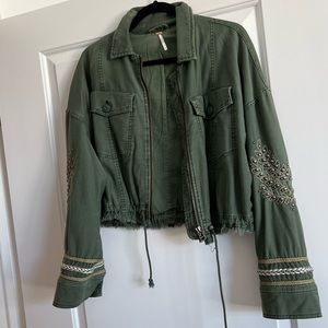 Free People Embroidered Cargo Jacket